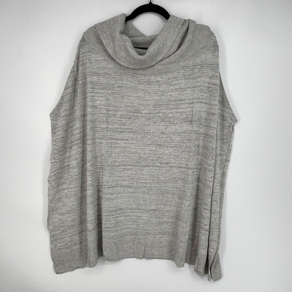 Sigrid Olsen Light Gray Sleeveless Cowl Neck Sweater Poncho